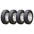 Set of (4) Trailquest 15" 10 ply Radial Trailer Tire & Wheel - ST 225/75R15 5 Lug (Silver Mod), 5x4.5 Bolt Pattern - Heavy Duty, DOT Approved
