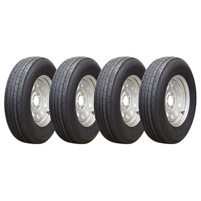 Set of (4) Trailquest 15" 10 ply Radial Trailer Tire & Wheel - ST 225/75R15 5 Lug (Silver Mod), 5x5 Bolt Pattern - Heavy Duty, DOT Approved