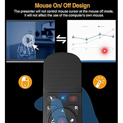 Presentation Remote with Air Mouse Function, Wireless Presenter Clicker RF 2.4GHz USB Laser Pointer Presenter Control PowerPoint Presentation Clicker for Mac, Laptop, Computer