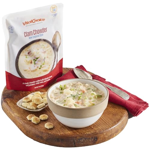 Vital Choice Classic Clam Chowder, Heat-And-Eat, 9-Oz Pouches (Pack of 3)