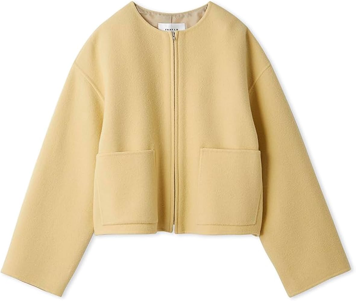 Amazon | [フレイ アイディー] ノーカラージップショートリバーコート