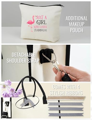 Image of InnoBeta Flamingo Gifts for Women, Tote Bag with Top Zipper Closure and Shoulder Strap for Birthday, Christmas and Every Special Occasion