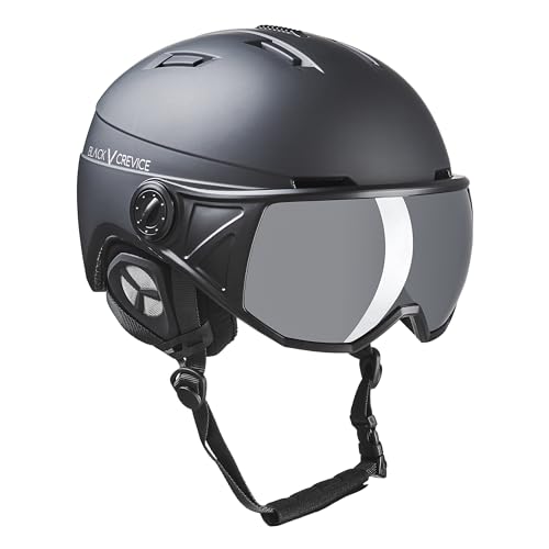 Casque de ski avec visière Black Crevice St. Moritz réglable pour homme et femme