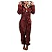 KGLHTYU Damen Schlafanzug Strampelanzug Erwachsene One Piece Pyjama Strampler Homewear Einteiler Schlafanzug Damen Plüsch Langarm Jumpsuit mit Reißverschluss Sleepwear