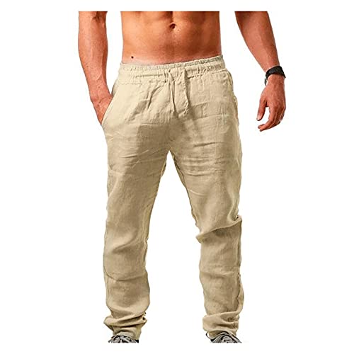 Pantalon en lin pour hommes : coupe ample d'été et léger pour le sport