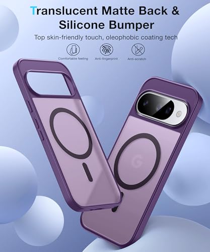 Image of [NO.1 Magnetic]for Google Pixel 10 Case /Pixel 10 Pro Case with MagSafe[Military Grade Drop Tested][Translucent Matte][Anti-Fingerprint]Soft Silicone Bumper for Pixel 10 /10 Pro Phone Case,Purple