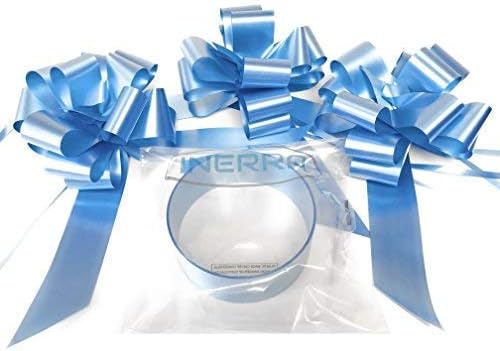 INERRA Wedding Car Decoration Kit, 3 x Large Pre-Assembled 7” Bows with 14-Loops and 7 Metres of Ribbon
