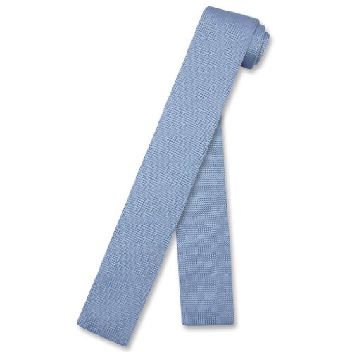 Biagio Knitted Neck Tie Solid Baby Blue Color Men's Knit Necktie #TOP5