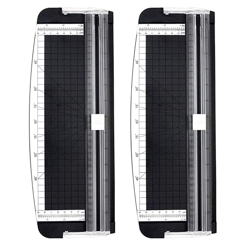 Image of Canoff Paper Cutter, A4 Paper Trimmer 12 inch Cut with Automatic Hand Safeguard and Side Ruler for Scrapbooking, Coupon, Craft Paper, Cardstock, Label and Photo (Pack of 2)