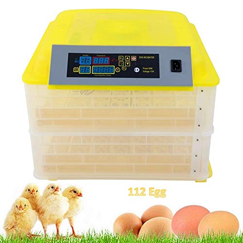LYSGST 112 Eier Inkubator Brütmaschine Temperaturregelung Automatisches Wenden von Eiern für Hühner, Enten, Gänse…