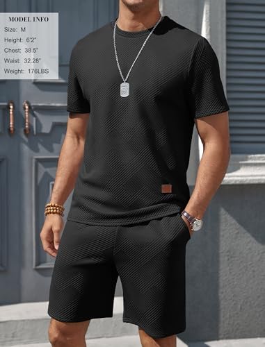 Vssjavun Men's Track Suits 2 Piece Outfits Casual Short Sleeve Shirt and Shorts Set Sweatsuit Summer Tracksuit