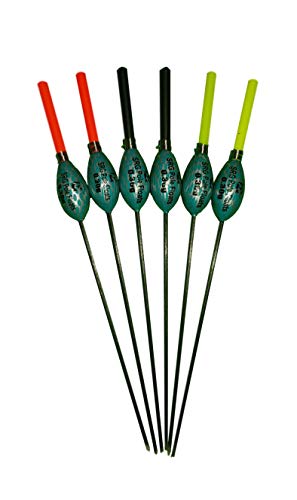 SRG Pole Floats SRG014 Pack of 6 x Pole Floats X Strong Margin Fiberglass Stem choose from (0.1g / 0.2g / 0.3g) (6 x 0.3g (2 x Red / 2 x Yel / 2 x Black Tip))