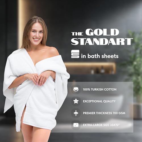 image for White Classic Luxury Bath Sheets Towels for Adults Extra Large | Highl