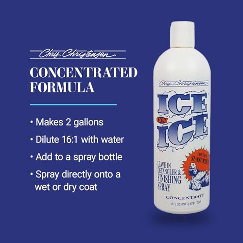 Chris Christensen Ice on Ice Detangler and Finishing Dog Spray, Concentrated Formula, Makes 2 Gallons, Helps Brush/Comb Glide Through Coat, Conditions, No Residue, All Coat Types, Made in USA, 16 oz - Thumbnail 3