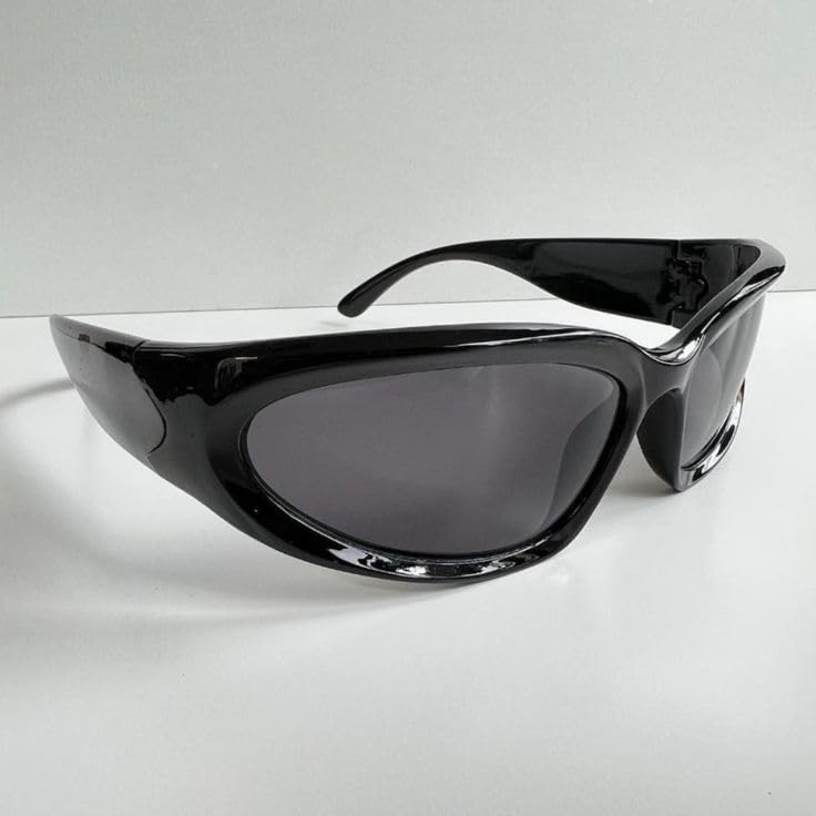 ZOSMIC Y2K Wraparound Sunglasses - Black - Image 3