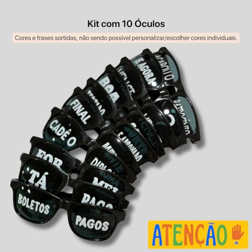 Kit 10 Óculos Escuro Madu Wf Classico Para Formatura Estudante (Preto)