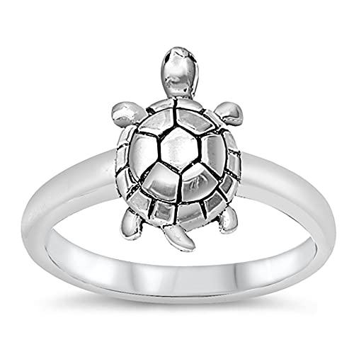 CloseoutWarehouse Sterling Silver Solitaire Wood Turtle Ring