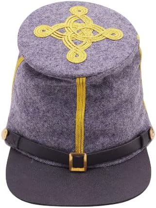 Civil War Confederate Bummer Major/Colonel 3 Braids Leather Peak Kepi