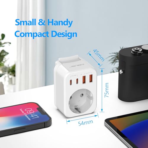 JSVER Reiseadapter Weltweit Set,Internationaler Reisestecker mit USB C(PD 20W), Typ A/C/D/G/I/J/L/M Stecker Steckdosenadapter mit 4 USB für USA/Italien/Schweiz/Europa/UK/Südafrika/Japan/AUS-Weiß