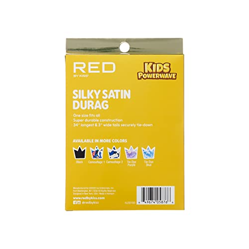 Red by Kiss Kids Sating Durags Powerwave Kids Durags Long Tail and Wide Strap Headwraps Beanies Black4