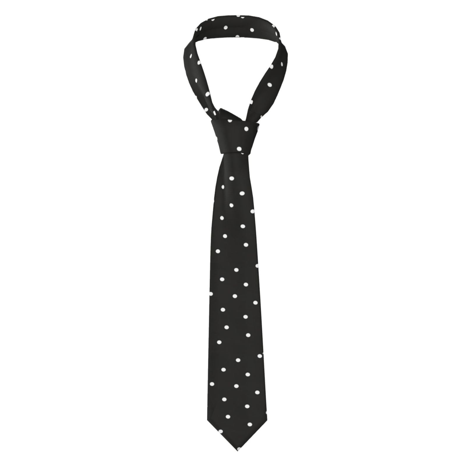 Smazdfxx Unisex Dot Black & White Print Men's Skinny Necktie, Ties For Wedding,Groom, Groomsmen, Missions,Dances