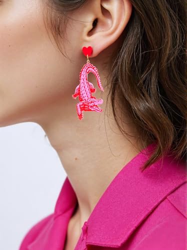 3 Pairs of Acrylic Animal Earrings Set for Women, Fun Amphibian Reptile Alligator Hedgehog Dangle Earrings, Lightweight Statement Animal Jewelry for Parties Festivals Everyday Wear3