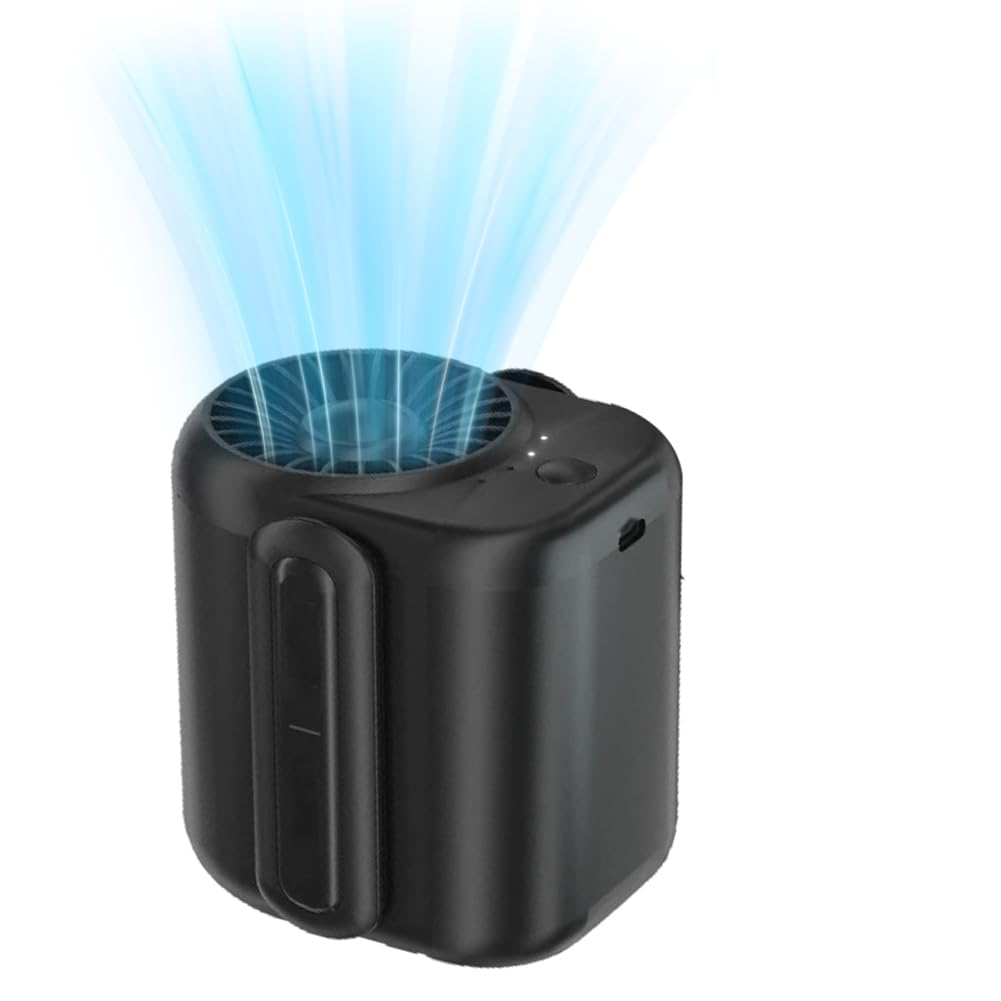 Ventilateur de ceinture portable avec clip, mini ventilateur rechargeable USB, 3 vitesses, ventilateur personnel à mains libres avec batterie intégrée, compact pour travail, camping, voyage, été