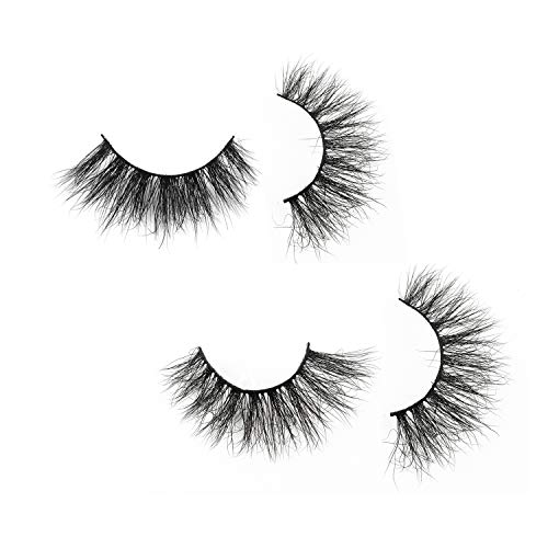 Mink lashes, 2 Styles Natural Mink Lashes for Makeup Handmade Soft Thick Lashes Reusable Black Color Fluffy Mixed 5D False Eyelashes Hozodusi Lashes (Mink lashes-2pairs, 2 styles-01 ï¼ˆ12mm-18mmï¼‰)