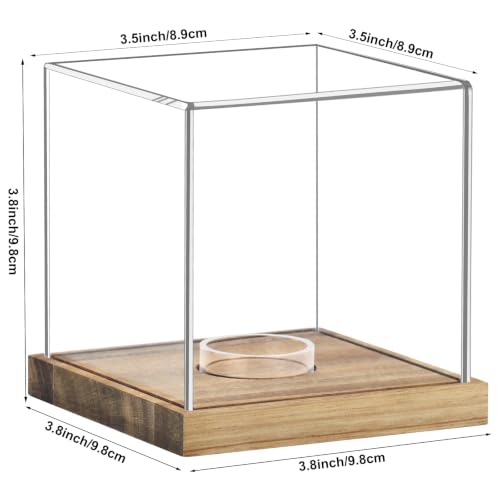 Image of Hooqict Baseball Display Case Clear Acrylic Baseball Holder Display Case UV Protected Cube with Wood Base Stand Championship Sports Collections Box for Game Balls
