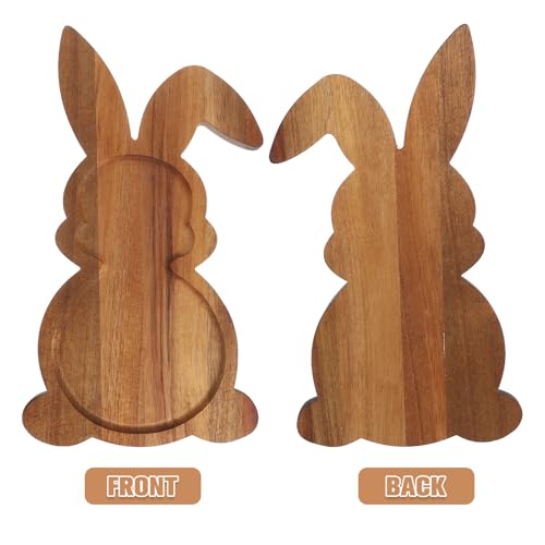 Plateau de service en bois forme lapin rustique, accessoire cuisine et Pâques