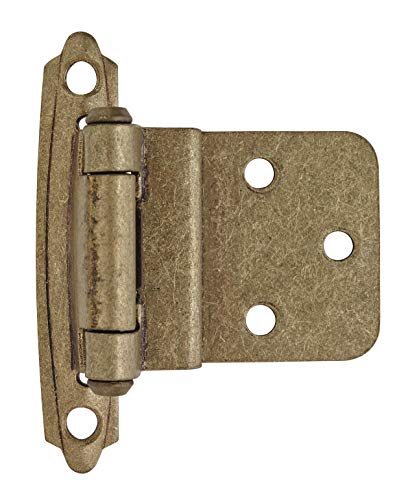 Amerock | Cabinet Hinge | 3/8 Inch (10 Mm) Inset Hinge | Burnished Brass | 2 Pack | Self-Closing Hinge | Face Mount Hinge | Cabinet Door Hinge #TOP1