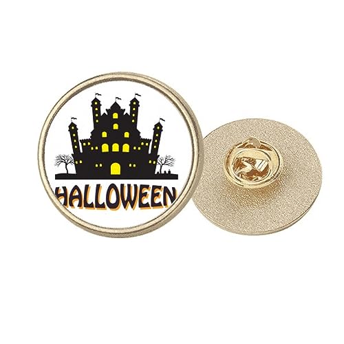 Broche ronde dorée Château lumineux Halloween M pour costume