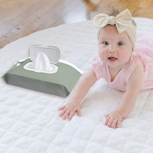 cephira Baby wipes dispenser,portable baby wipes holder for outdoor, Refillable baby wipes container, on the go wet wipe pouch for travel, resuable wipes dispenser for hiking (green) - 4