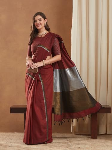 Image of Women's Banarasi Silk With Jacquard Print Saree With Blouse
