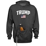 TeesAndTankYou Arch Trump USA Beer Holder Tailgate Hoodie Sweatshirt Unisex Medium Charcoal Heather