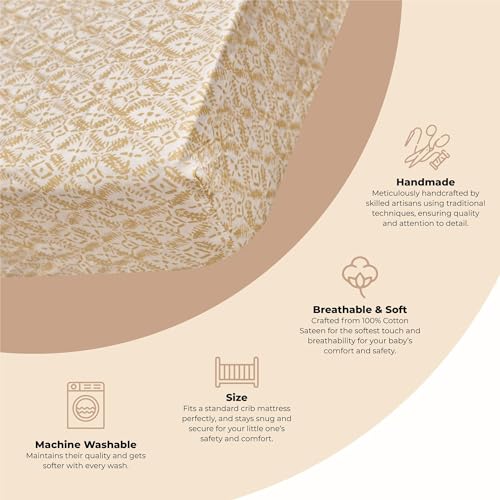 Image of Crane Baby Soft Cotton Crib Mattress Sheet, Fitted Sheet for Cribs and Toddler Beds, Diamond, 28 inchw x 52 inchh x 9 inchd