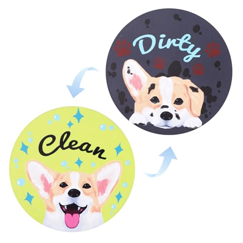 Dishwasher Magnet Clean Dirty Sign, Funny Dog Double-Sided Reversible Clean Dirty Indicator Label Funny Kitchen Accessory Parts Decor for Dishwasher Fridge Laundry Room Home Organization