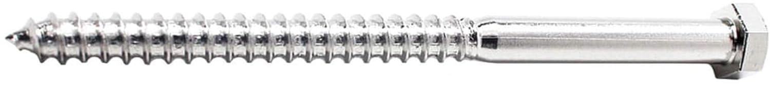 FBLB144P10 Lag-Wood, 1/4" X 4"Long, 18-8 Stainless Steel, Finish NL-19, PK 10