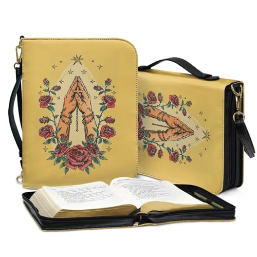 Personalized PU Bible Cover with Strap Church Book Cover,Flag Carrying Book Case Bible Protective3