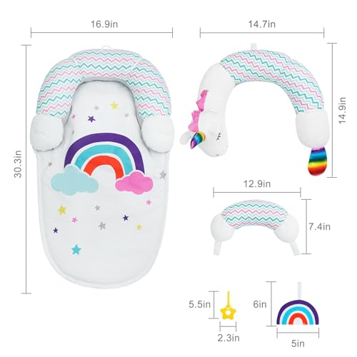 Image of Lovvie & Joy 2-in-1 Tummy Time Mat & Seated Support Pillow,Baby Tummy Time Pillow Support for Newborns and Older Babies,with Detachable Support Pillow and Toys