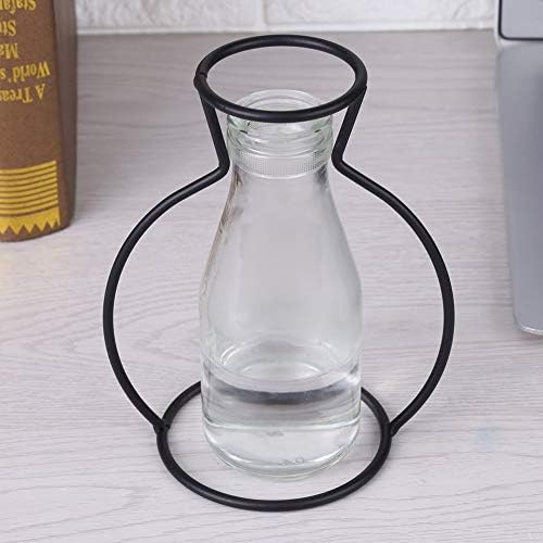 Metal Vase Frame, Abstract Black Lines Metal Plants Tabletop Display Holder Iron Art Frame Stand for Home Garden Wedding Office Decoration(D)