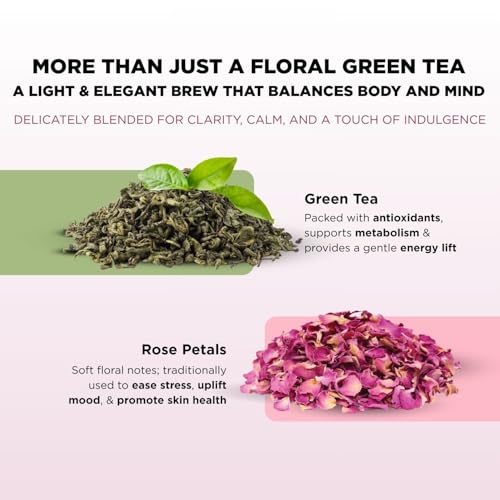 Image of CHAYAM Rose Green Tea | 50g Loose Rose Tea with 100% Natural Rose Petals & Flavour | Floral Detox & Antioxidant Wellness Tea | Refreshing & Aromatic | Low Caffeine | Premium Gift Tin