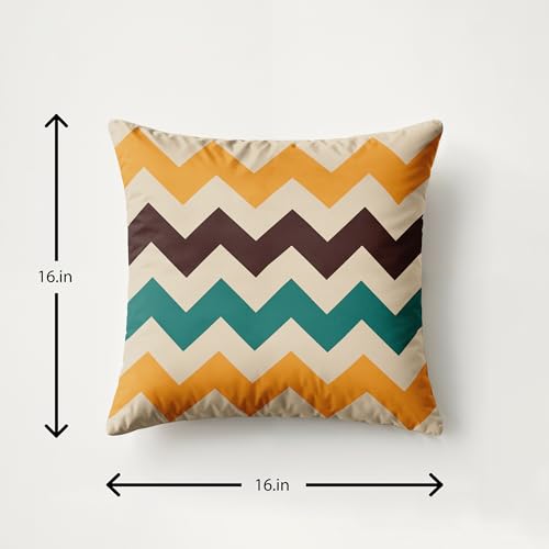 Image of Ultimate Trends Digital Printed Soft Cotton Feel Polyester Decorative Cushion Cover, Modern Eligent Designs, Heavy Long Life Fabric,18 inch X 18 inch Set of 5,Yellow Teal