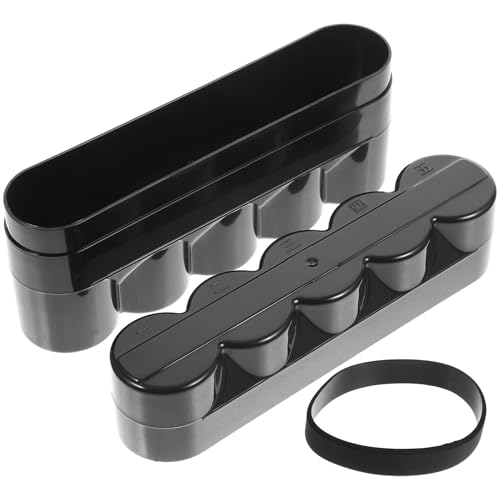 Estuche para 5 rollos de película fotográfica en plástico negro con tapa protectora compacta