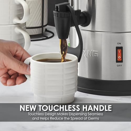 Image of Waring Coffee Urn with 55 Cup Capacity Stainless Steel Electric Percolator | 55 Cup Capacity Stainless Steel Electric Percolator, Dual Heater System for Commercial Kitchens & Catering, NSF Certified