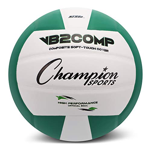 Champion Sports Vb Pro Comp Series Indoor Volleyball, Official Size - Durable, Soft-Touch Volleyballs With Composite Synthetic Leather Cover - Premium Volleyball Equipment And Gear - Green/White #TOP18
