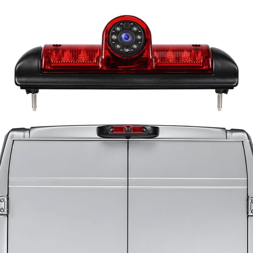 CAMECHO Caméra de Recul Feu Stop avec Éclairage | AHD 1280x720 & CVBS 640x480, IP67, 140° | Compatible Fiat Ducato Late 3 gen 2006-2017/Peugeot Boxer...