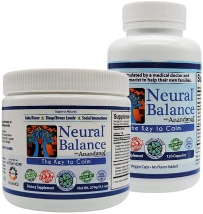 NEURAL BALANCE Anandanol with Proprietary Digestive Enzyme Blend Bundle, Powder and Capsules (9.5 oz, 120 Capsules)