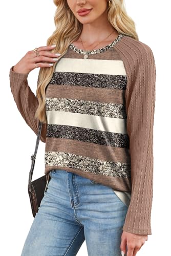Image of OFEEFAN Long Sleeve Shirts for Womens Fall Fashion 2026 Crewneck Oversized Sweatshirt Tunic Tops to Wear with Leggings
