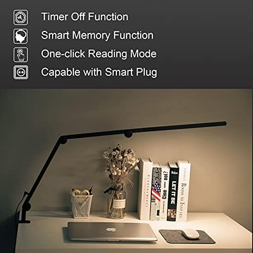 EYOCEAN Desk Lamp, LED Desk Lamp with Clamp Eye-Care Desk Lamp for Home Office Dimmable High Brightness&Color Mode Swing Arm Lamp, Desk Light with Timing Function 10W Task Lamp Crafting Lighting